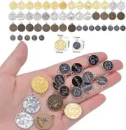 Zodiac Charms Silver Bronze Gold Horoscope Pendants Enamel Bulk 48pcs