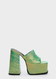 [Shellys London] Lime Sagittarius Metallic Platform Mules