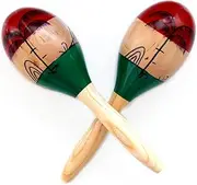 Maracas & Large Real Wood Rumba SHAKERS Set of 2 - Latin Hand Percussion with Full Bright Vibrant Sound Quality and Great Musical Instrument Stimulating Salsa Rhythm - Rattle with Party Fun