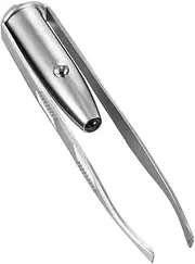 LED Light Hair Removal Makeup Tool Eyebrow Eyelash Tweezers with Built-in 1x
