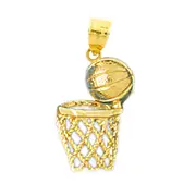 14K Gold Basketball Net Charm