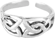 [Elegant Jewel] 925 Sterling Silver Celtic Irish Triquetra Knot Adjustable Pinky Toe Ring, Silver