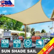 Heavy Duty Sun Shade Sail 280GSM 360D HDPE Oxford Rectangle Triangle Shade Cloth