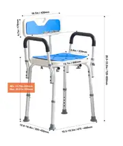 Shower Chair Seat Adjustable Height Bench Bath Chair for Elderly Disabled Shower Chair for Inside Shower Bathtub 400/350lb Suction Feet 400 lbs
