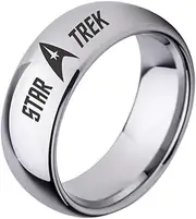 [Generic] ST Ring Star' Trek Logo Titanium Steel Original Command Jewellery Band for Trekkie Collectors and Fans