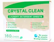 CRYSTAL CLEAN Laundry Detergent Sheets. UP TO 160/Loads, Fresh Linen Scent