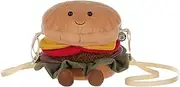 [Apricot Lamb] Delicious Burger Shaped Crossbody Plush Shoulder Bag for Kids, Teen Girls Boys, Stuffed Animal Purse, Kids Fashion Handbags, 7.1 Inches, Brown