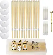 22 PCS Beige Ear Candling Cones Set with Safety Tray and Cotton Swabs - Natural Beeswax Ear Candles for Ear Wax Removal and Ear Cleaning