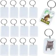 Esforzarse 20 Pcs Fashion DesignBlank Photo Keyrings, Clear Picture Keychains, Keychain Bag Pendant Purse Charms for Birthday DIY Artwork Christmas Gifts