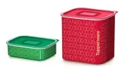 Tupperware Baseline Canisters Storage Containers Box - Set of 2 Red & Green New