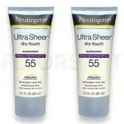 Neutrogena Ultra Sheer Dry-Touch Sunscreen Lotion SPF 55 2 Pack 3oz Ea Exp 08/24