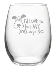 Susquehanna Glass Set of 4 My Dog Says No Stemless Wine Tumblers