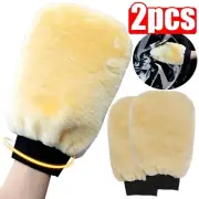 1-2pcs Double-sided plush car wash gloves, imitation wool car cleaning gloves AU