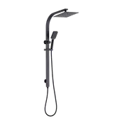 WELS 10" Rain Shower Head Set Square Dual Heads High Pressure with Handheld in Black