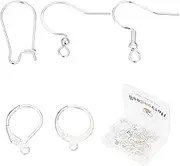 5 Styles 50Pcs Earring Hooks 925 Sterling Silver Plated Earring Making Kit Leverback Huggies Earwire for Jewelry Earring Making