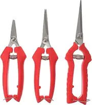 3 Pcs Pruning Scissors Ergonomic Garden Shears with Spring Loaded Handles for Nursery Branch and Flower Pruning Safe Locking Design for Easy Storage