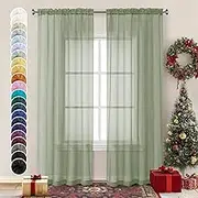 Chyhomenyc Sage Green Sheer Curtains 84 inches Long 2 Panels, Light Filtering Soft Window Treatment Voile Drapes for Living Room Bedroom, Each 42Wx84L,2 PCS