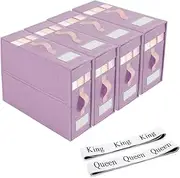 LOFEE 4 Pack Purple Foldable Linen Blend Bed Sheet Organiser Box (King Size) with Two Window Bedding Set Pillow Cube Organizer