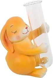 Glass Tube Rabbit Statue Glass Bottle vase Glass Bottle Desktop Animal Statue Ornaments Simple Resin vase Dining Table Decorations Animal Decor with vase Flower Arrangement Unique