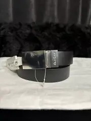 NWT $118 Robert Graham Leather Reversible Belt Buckle Black Brown Sz 38