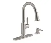 KOHLER Ealing Vibrant Stainless R28703-SD-VS Pull-Down Kitchen Faucet - Silver
