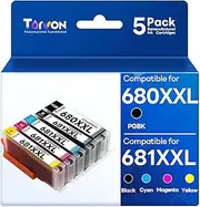 Torvon 680 XXL 681 XXL Ink Cartridges 5 Pack Replacement for Canon 680XXL 681XXL Ink Cartridges Compatible with Canon PIXMA TTR7560 TR8560 TR8660 TR8660a TS6160 TS6260 TS8160 TS8260 TS9160(B/C/M/Y/BK)