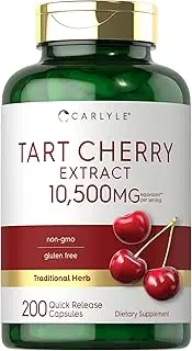 Tart Cherry Capsules | 10,500 mg | 200 Count | Max Potency | Non-GMO, Gluten Free | Tart Cherry Juice Extract | by Carlyle