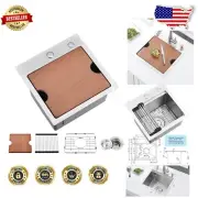 Stylish 15-Inch Drop-In Bar Sink - 16-Gauge Stainless Steel with Cutting Board
