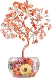 (Red Agate) Feng Shui-Crystal Tree-Money Tree-Home Decor-Office Decor-Quartz-Seven Chakra-Healing Gemstone-Birthday Gift Moon Pons Selection
