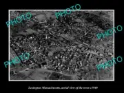OLD POSTCARD SIZE PHOTO LEXINGTON MASSACHUSETTS, AERIAL VIEW OF THE TOWN c1940