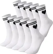 [Yamitora] 5 Pairs of Tennis Socks Women Men 36-42 Sports Socks Long Cotton Socks Running Socks Retro Socks White