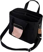 Momy Tote Bag Mummy Canvas Diaper Bag Multi-Pocket with Compartment Diaper Bag Backpack and Tote, Black, Se référer au descriptif