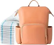 Leather Baby Backpack Diaper Bag | Travel Baby Bag - Waterproof PU Leather Diaper Backpack Large Organizing Pouches for Dad