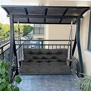 Waterproof Canopy Swing Bench Cushion 2/3 Seater Thick Replacement Seat Cushion with Backrest for Outdoor Patio Porch Garden Hammock Washable Dark Gray 150 * 100 * 10cm