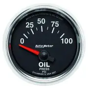 Autometer GS Oil Pressure Gauge Electric - 100 PSI, 2 1/16 Inch, Short Sweep, AU3827