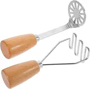 ABOOFAN 2pcs Potato Masher Smasher Maker Food Masher Utensil Puree Press Mashers Use Potato Ricer Mashing Handle Vegetable Masher Gadget for Kitchen Manual Potato Crusher Stainless Steel