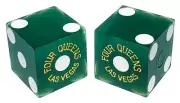 Four Queens Las Vegas Casino Craps Dice Pair Green Frosted Matching Serial #s
