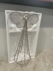 Pottery Barn jeweled Angel Christmas tree topper glass beads crystal 18" tall