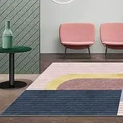Large Rug Indoor Floor Cover Carpet Living Room Bedroom Office Dining Room Pink Gray Beige Modern Abstract, Pink, 180 x 270 cm