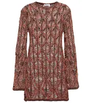 [Chloe] Chloé Openwork linen and silk minidress AU 14 orange
