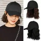 Sun Cap Black Baseball Hat Wig Medium Long Short Curly Wave Hair Daily Use