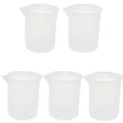 5pcs 100ml Laboratory Plastic Liquid Container Measuring Cup Beaker Clear