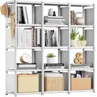 Book Shelf, 12 Cube Storage Organizer, Closet Storage Organizer, White Cubicl...
