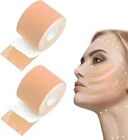 Face Lifting Tape - 2.5 cm x 5 m Multifunctional Anti Wrinkle Face Tape, High Elastic Kinesiology Facial Forehead Eyes Lips Wrinkle Patches, Double Chin Remover, Face Tape Against Wrinkles, 2 Rolls