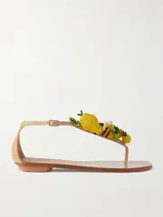 [Aquazzura] Aquazzura - Citrus Punch Embellished Woven Raffia Sandals - Yellow - IT40 IT 40 Yellow