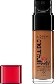L'Oréal Paris Makeup Infallible up to 24HR Fresh Wear Liquid Longwear Foundation, Lightweight, Breathable, Natural Matte Finish, Medium-Full Coverage, Sweat & Transfer Resistant, Copper, 1 fl. oz.