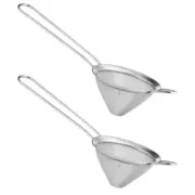 2 Pcs Stainless Steel Filter Kitchen Colander Fine Mesh Sieve Sifter Strainer