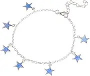 [Tummy Tub] Bracelets,Bracelet Jewellery,Anklet String Charm,Box Wrench Wind Silver Plated Light Beach and Star Night Blue Chain Anklet Anklets Gold (Color : Blue)