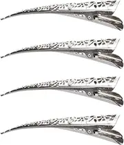FOMIYES 4pcs Silver Duckbill Hair Clips, Metal Alligator Clips for Women Styling and Sectioning Hair Accessories