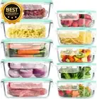 10pc Glass Meal Prep Containers Airtight 1050/370ml Microwave Oven Freezer Safe